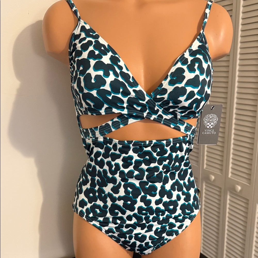 Vince Camuto Swim Size 10 or 12 or 14 Leopard Print 1 pc Swimsuit NWTs $126